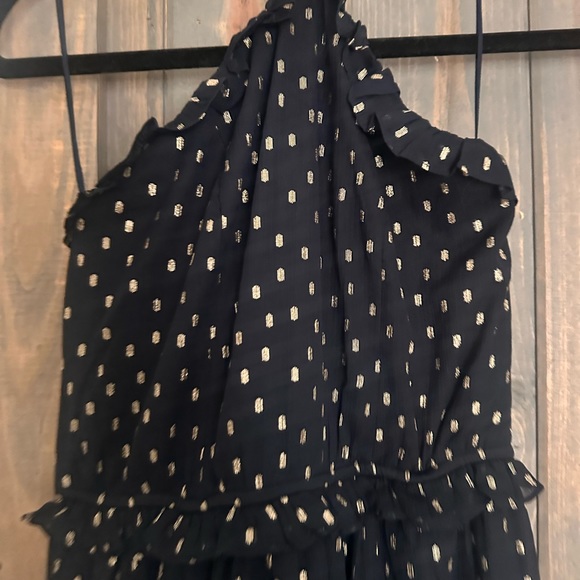 VICI dolls NEVER WORN NWOT REMARKABLE METALLIC DETAILED HALTER MIDI DRESS - NAVY - Picture 8 of 11